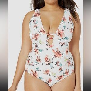 Lucky Brand White Floral One-Piece Swimsuit